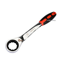 Ключ накидний, вигнутий з тріщаткою YATO: М32, HRC 42-48, Cr-V, з прогумованою ергономічною ручкою