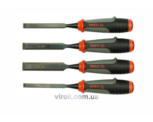 Стамески с полимерными ручками YATO: b=10-12-16-20 мм, CrV. набор 4шт. [6/24]