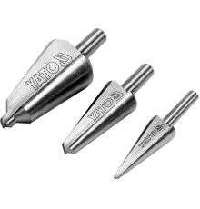 Свердла конічні по металу і ПВХ YATO, HSS 4241, для отворів Ø=3-14мм, 8-20 мм, 16-3мм; 3 шт [10/30]