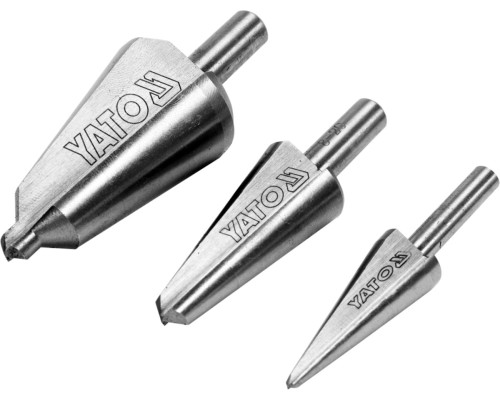 Свердла конічні по металу і ПВХ YATO, HSS 4241, для отворів Ø=3-14мм, 8-20 мм, 16-3мм; 3 шт [10/30]