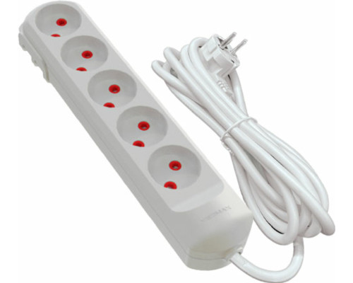 Подовжувач мережевий VIROK: l= 2 м, з 5 гніздами без заземлення