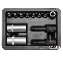 Набор торцевых и отверточных насадок для обслуживания кондиционеров YATO: 1/4", Cr-V, 12 шт.
