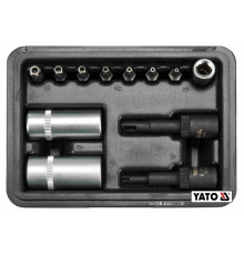 Набір торцевих і викруткових насадок для обслуговування кондиціонерів YATO : 1/4", Cr-V, 12 шт +кейс