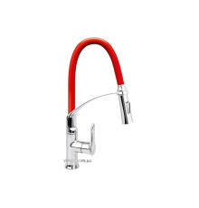 Змішувач води FALA "FLEXIBLE-2"для раковини з гнучкою червоною лійкою,регулюв.потоку води,l=60см(DW)