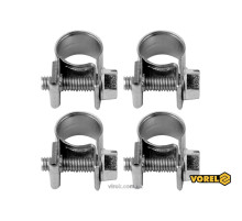 Хомут стальной, с винтовым зажимом W1 VOREL: Ø=12-14/9 мм, оцинкованный, 4 шт.