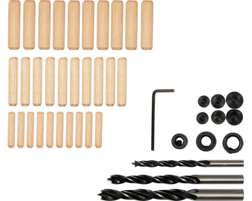 Засоби для кілкових сполучень по дереву YATO з діаметром 6, 8, 10 мм, набір 43 шт. [6/24]