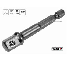 Держатель-адаптер торцевых головок YATO: HEX-1/4" - квадрат-3/8", L=65 мм, Cr-V [40/120]