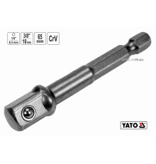 Тримач-адаптер торцевих головок YATO : HEX- 1/4" - квадрат- 3/8", L= 65 мм, Cr-V [40/120]
