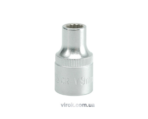 Головка торцева 12-гранна YATO : квадрат 1/2", М= 9 мм, L= 38мм [12/120/240]