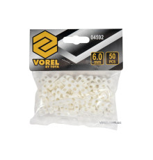 Хрестики дистанційні для плитки і клінкера VOREL тип Т: товщ.- 6 мм, уп. 50 шт.(DW)
