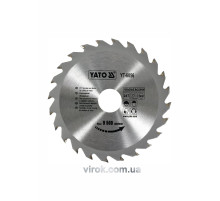 Диск пильный победитовый по дереву YATO: 160х30х2.8х2.0 мм, 24 зубца, RPM до 9500 1/мин [25/50]