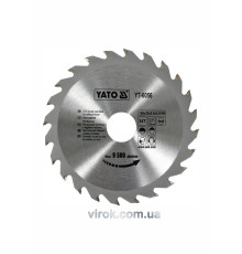 Диск пиляльний победітовий по дереву YATO: 160х30х2.8х2.0 мм, 24 зубці, R.P.M до 9500 1/хв [25/50]