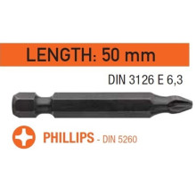 Насадка викруткова USH Industry Phillips PH2 x 50 мм. подовжена Torsion Уп. 10 шт.