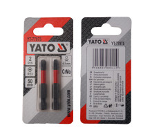 Насадка викруткова YATO PZ3 х 50 мм. HEX 1/4", хром-молібден, 2 шт.