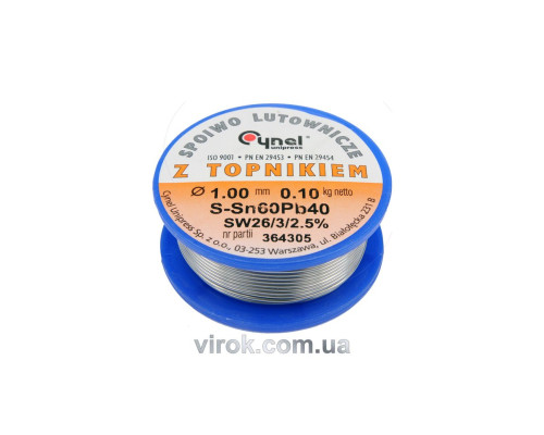 Припій Sn60-Pb40 дротяний на котушці VOREL : Ø=1мм, m=100 г [30]