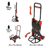 Візок трансформувальний 2 в 1, розкладаний YATO для максим. навантаження 137 кг [1]