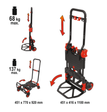 Візок трансформувальний 2 в 1, розкладаний YATO для максим. навантаження 137 кг [1]