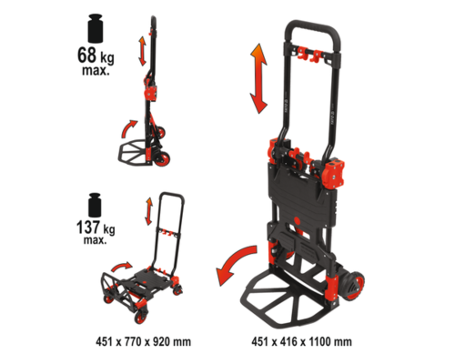 Візок трансформувальний 2 в 1, розкладаний YATO для максим. навантаження 137 кг [1]
