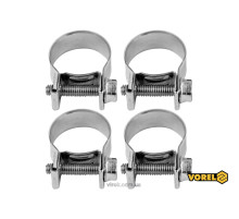 Хомут сталевий, з гвинтовим затискачем W1 VOREL : Ø= 18-20/ 9 мм, оцинкований, 4 шт. [100]