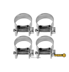 Хомут сталевий, з гвинтовим затискачем W1 VOREL : Ø= 18-20/ 9 мм, оцинкований, 4 шт. [100]
