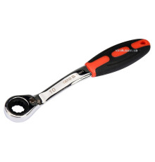 Ключ накидний, вигнутий з тріщаткою YATO: М10, HRC 42-48, Cr-V, з прогумов. ергономічною ручкою [10]