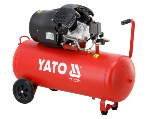 Компресор мережевий YATO 230 В, 2.2 кВт, тиск ≤ 8 Bar, под. повітря- 392 л/хв, ресивер- 100 л [1]