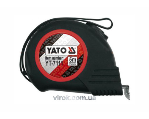 Рулетка YATO : L= 5 м х 25 мм. з нейлоновим покриттям, магнітним наконечником [12/60]