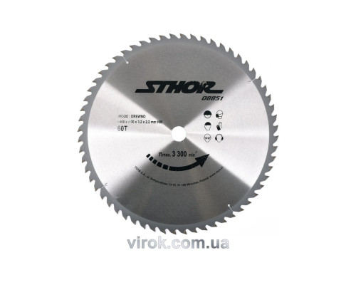 Диск пильний по дереву STHOR. Ø= 400/30 мм, h= 3,2 мм, 60 зубів [10]