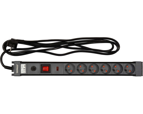 Подовжувач мережевий STHOR: l= 3 м, колодка- 6 гнізд і вмик, 3-жильний Ø=1,5 мм², з заземл. і захист