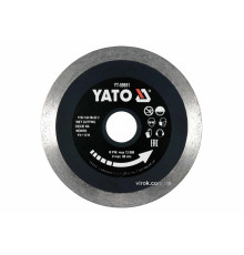 Диск відрізний алмазний по гресу, склу, кераміці YATO Ø=115х1.6х10х22.2 мм,в мокрому режимі [20/200]