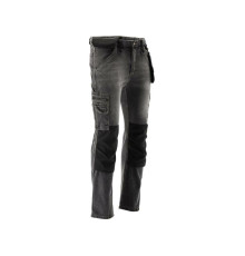 Штани робочі джинс стрейч YATO розмір L/XL 98-106 см, ріст- 180-188 см, сірі, 17 кише, 71% бав, 25