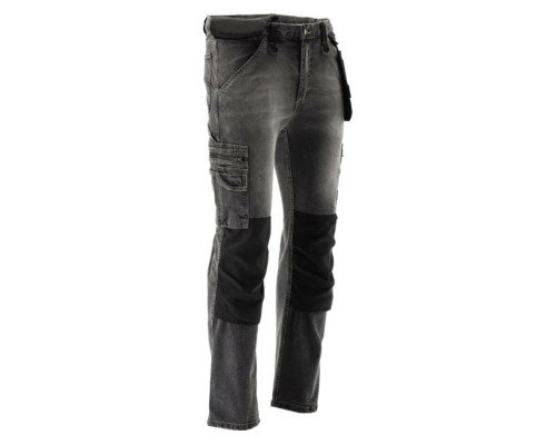 Штани робочі джинс стрейч YATO розмір L/XL 98-106 см, ріст- 180-188 см, сірі, 17 кише, 71% бав, 25