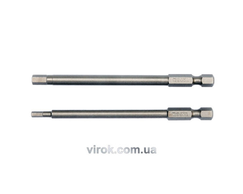 Набор отверточных насадок YATO : "HEX TAMPER" 3мм,5мм, квадрат 1/4", L= 100 мм. 2шт.[25/100]