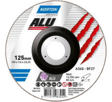 Диск шліфувальний по алюмінію  "NORTON ALU" A36Q; Ø= 125/22,2 мм, t= 7,0 мм