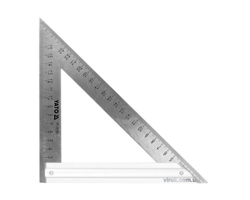 Кутник теслярський металевий YATO з прямим кутом і 2 метричними шкалами 270 мм [6/36]