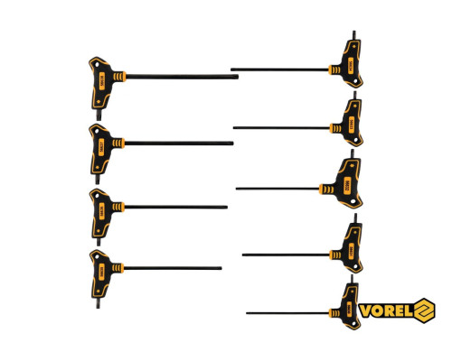 Набір ключів TORX VOREL : тип "Т", Т10-T50, L= 100-200 мм, Cr-V 6150, 9 шт [12/24]