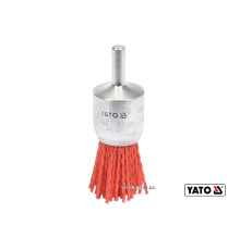 Щітка зачисна з нейлоновим ворсом, до дрилі YATO : Ø=25 мм, зі шпинделем Ø=6 мм [20/240]