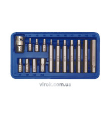 Насадки викруткові 6-гран. VOREL : l= 75 мм: M4-M12, Cr-V. Наб. 15 шт. [20]