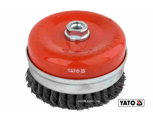 Щітка зачисна зі сталевих плетених дротів "чашка" до КШМ YATO : Ø=125 мм, гайка- М14 [4/16]