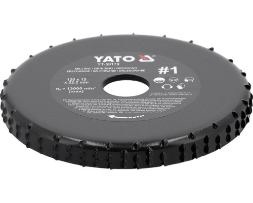 Диск-фреза торцевий до КШМ YATO по дереву, шпаклівці, гіпсу; Ø=120/22.2 мм, t= 12 мм шорстк №1 [10]