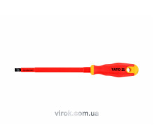 Викрутка плоска діелектрична ізольована YATO : шліц SL8 x 175 мм. VDE до 1000V [12/120]