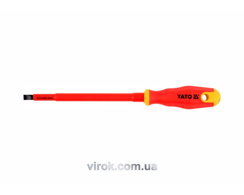 Викрутка плоска діелектрична ізольована YATO : шліц SL8 x 175 мм. VDE до 1000V [12/120]
