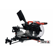 Пила торцьовальна з протяжкою і лазером YATO: P=1.8 кВт, диск Ø=305/30мм, гл. різу 90°/45°-105/60мм