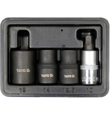 Головки 5-гранні для гальмівних супортів авто YATO: квадр-1/2", 12.5, 14, 19 мм біта-1мм, 4 шт [20]