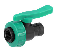 Кран кульовий до водяних пластикових труб  Ø= 1/2" Х 1/2" F/F-різьб FLO з поліпроп, для тиску 16Bar