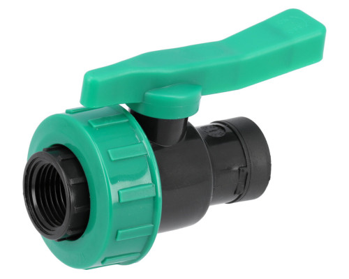 Кран шаровой к водяным пластиковым трубам Ø= 1/2" Х 1/2" F/F-резьб FLO из полипроп, для давления 16Bar
