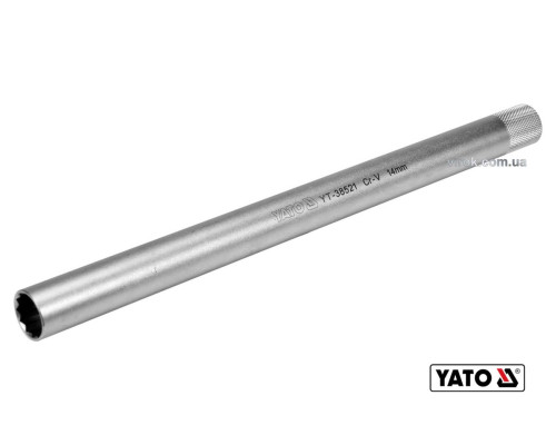 Головка торцева 12-гранна до свічок двигунів YATO : квадрат 3/8", M14 L= 250 мм, Cr-V [12/48]