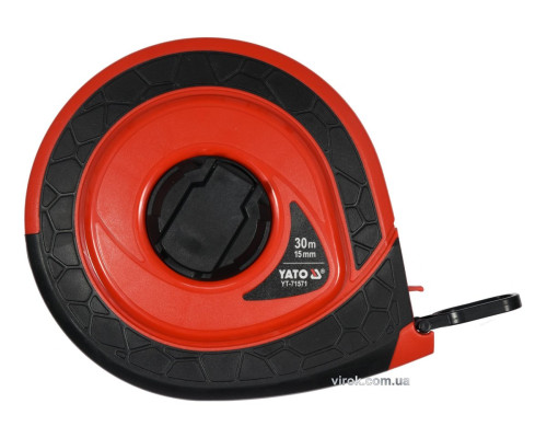 Рулетка измерительная стекловолоконная YATO : L= 30 м, b= 15 мм, ручная смотка, закрытый корпус [10]