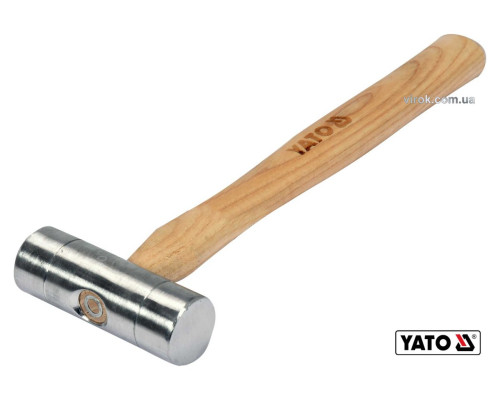 Молоток алюмінієвий YATO : Ø30 x 280 мм, m= 150 г, дерев'яна ручка [6/36]