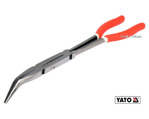 Щипці вигнуті під 45° подовжені з 2 шарнірами YATO : L= 330 мм, HRC 50, Cr-V [5/50]
